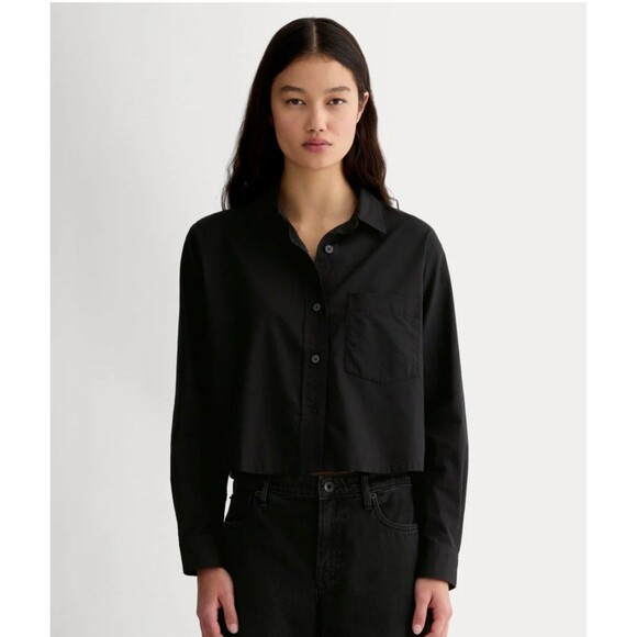 Everlane Tops - Everlane The Silky Cotton Way-Short Cropped Button Down Shirt Medium